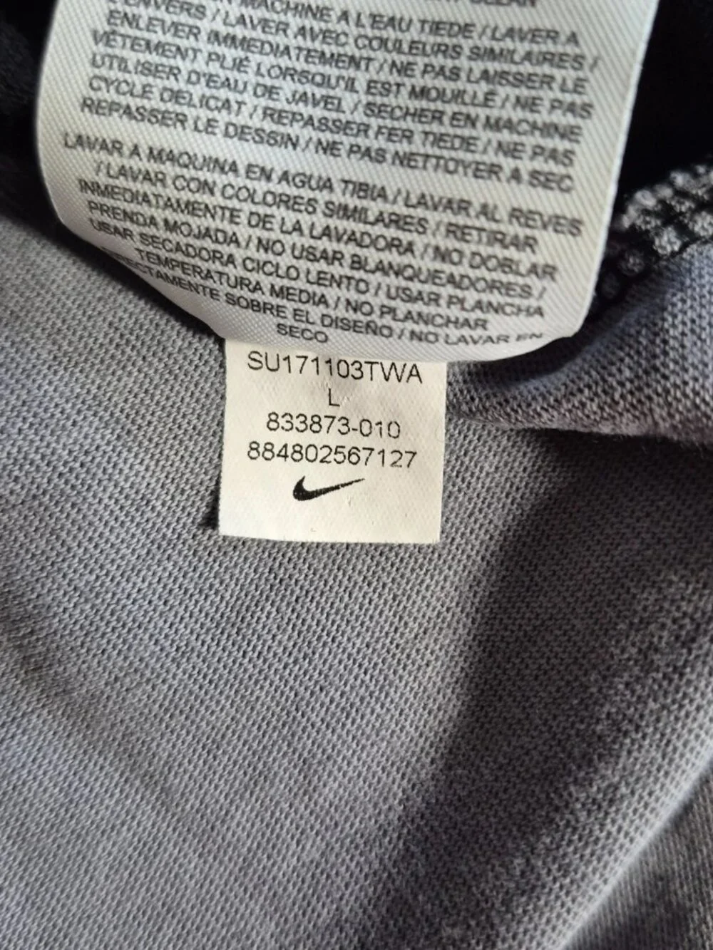 Nike Women's Large Hoodie Black Gray Camo Cotton Pullover Lightweight Sweatshirt - Picture 7 of 9